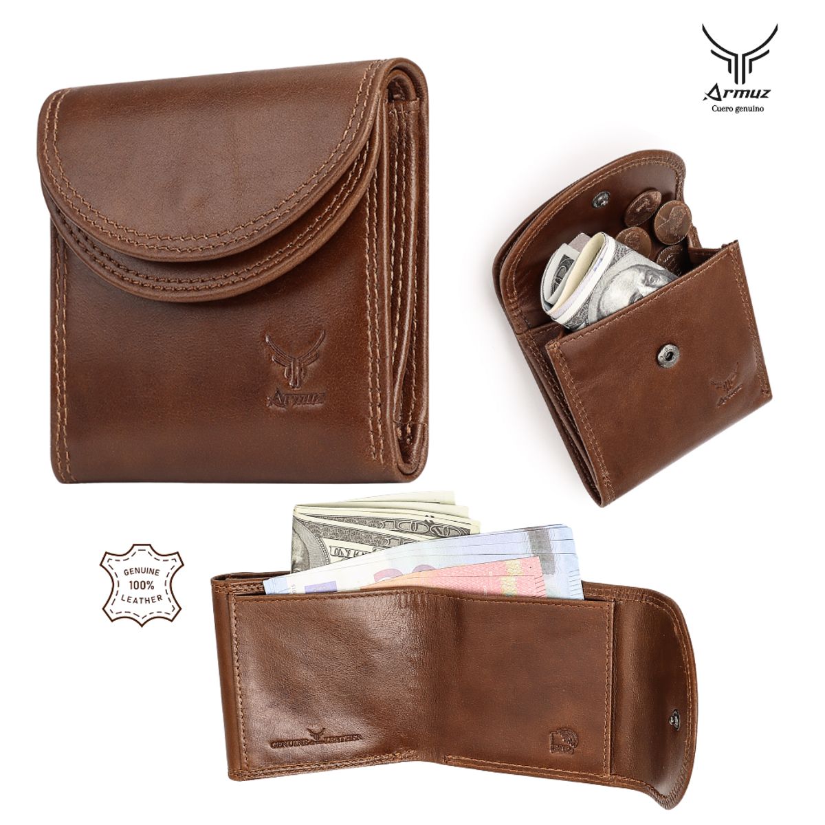 ARMUZ - Monedero de cuero vacuno AR07