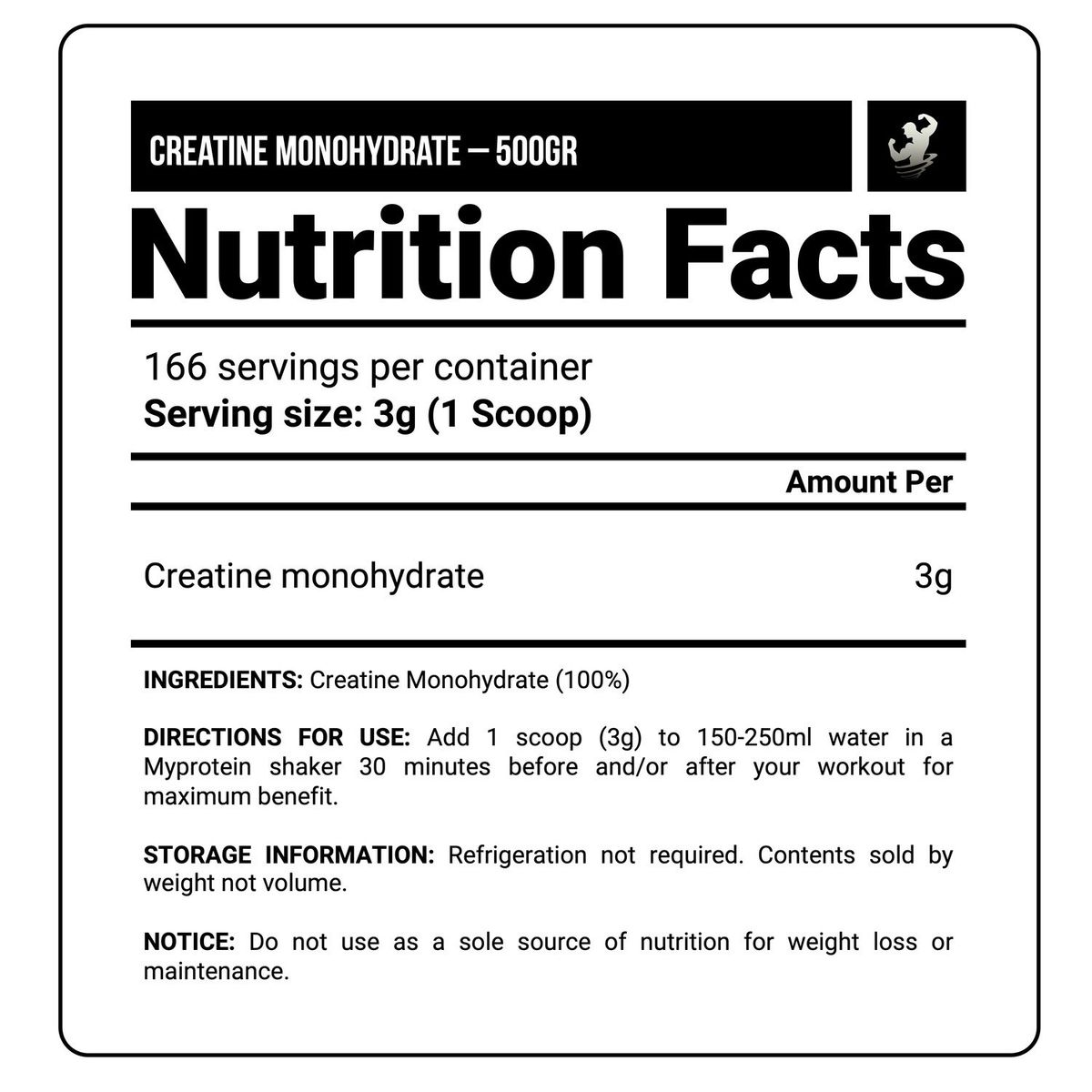 MYPROTEIN - Creatina Monohidratada Myprotein 500 gramos