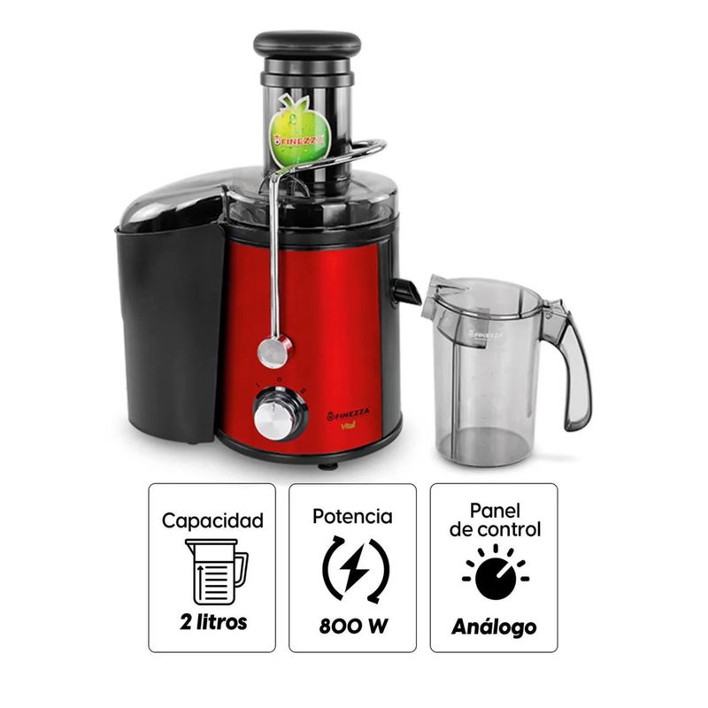 FINEZZA - Extractor De Jugo Finezza FZ-6098EX 800 Watts Rojo