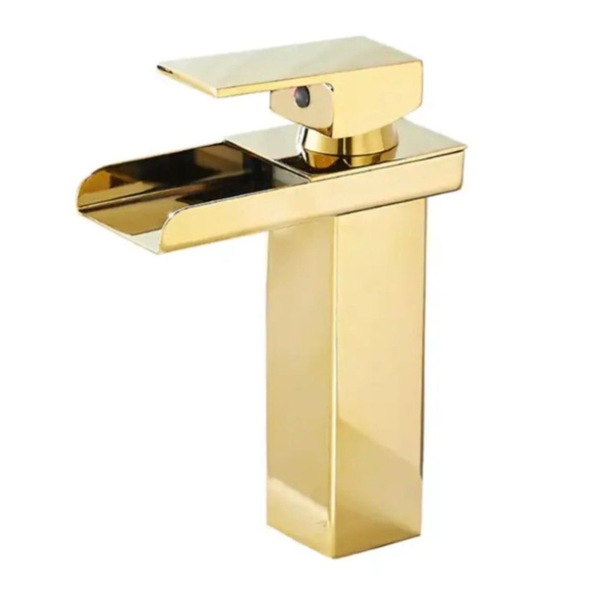 GENERICO - MEZCLADORA LAVATORIO DORADO BRILLANTE CAIDA CASCADA 17 cm