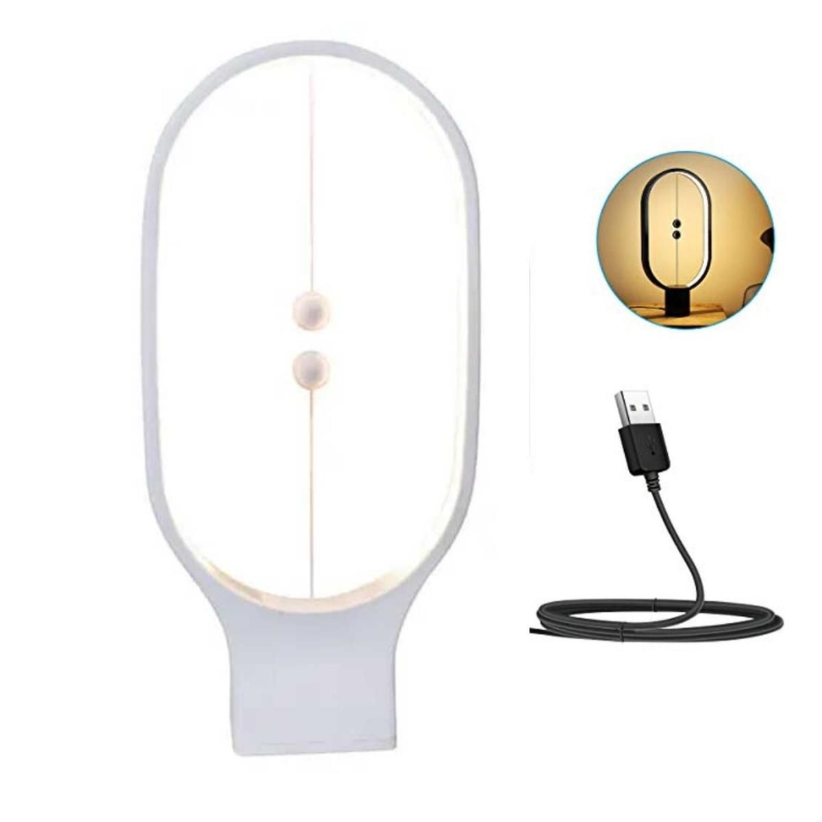 ELMEJORPRECIO - Lampara Minimalista Ovalada Encendido Magnético Blanco