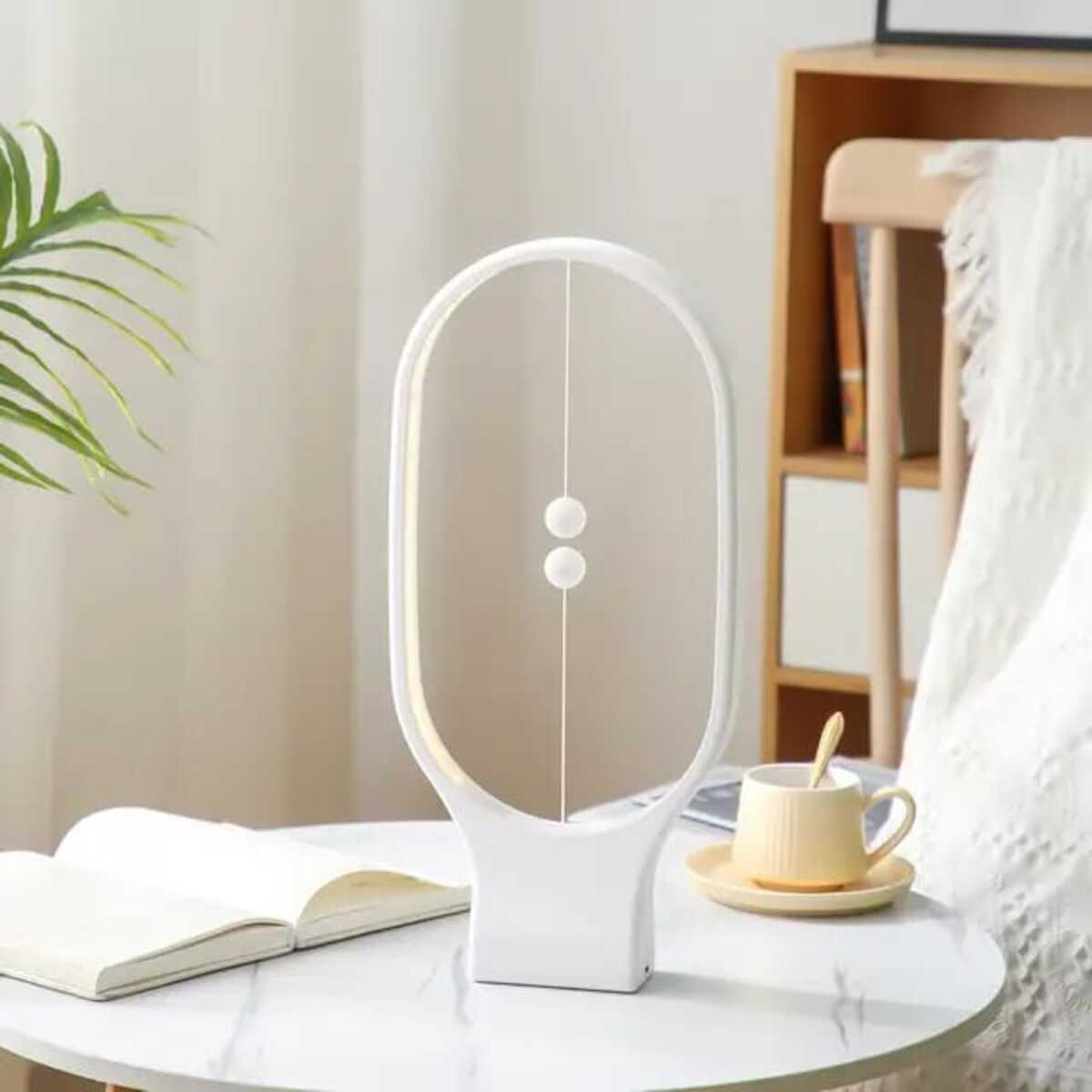 ELMEJORPRECIO - Lampara Minimalista Ovalada Encendido Magnético Blanco