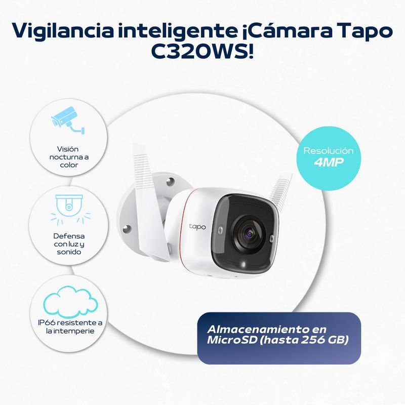 TP LINK - Cámara de seguridad wi-fi para exteriores 2K Tapo-C320WS - Tp-Link
