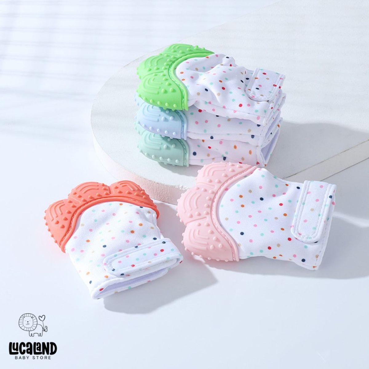 LUCALAND - Mordedor guante coral para bebés
