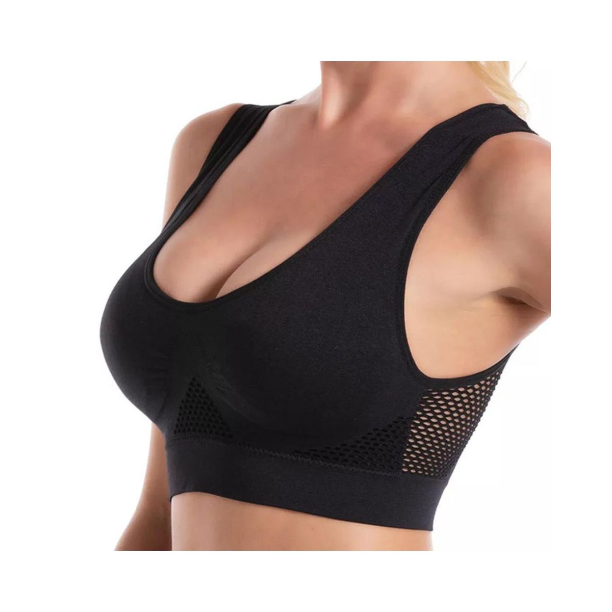 GENERICO - Top deportivo sin costuras con efecto malla - Ropa gym - yoga