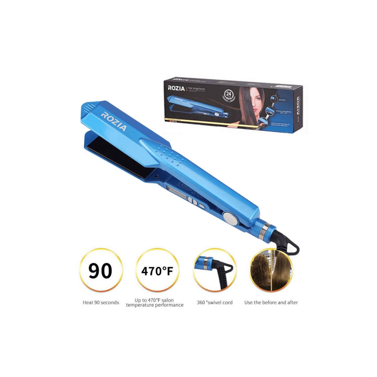 OEM - Plancha Laceador Rozia Para Cabello Digital Hasta 440°F