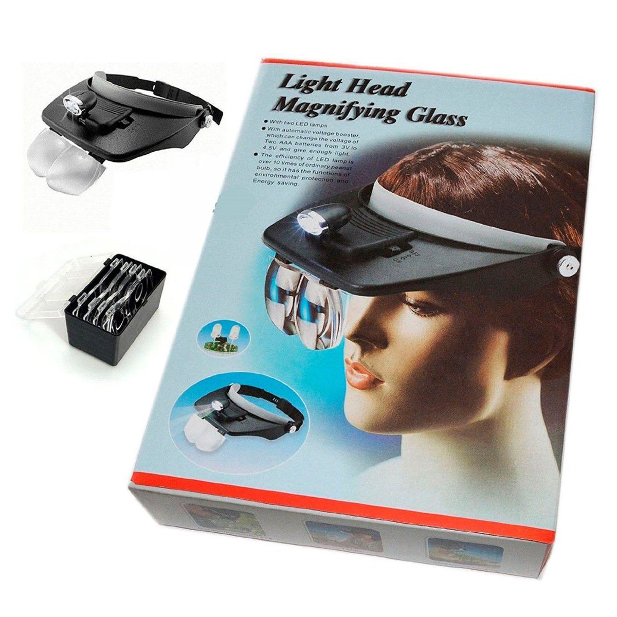 GENERICO - Lupa Profesional Montada en la Cabeza con Luz