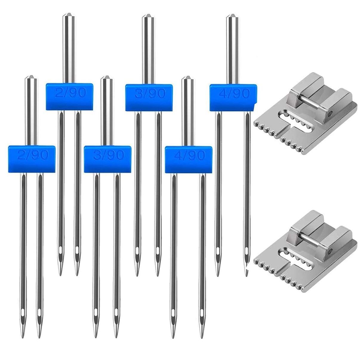 GENERICO - 6 Agujas Dobles Gemelas Para Maquina Coser Con 2 Prensatelas