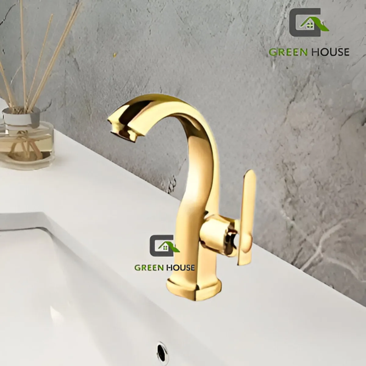 GENERICO - CAÑO LAVATORIO DORADO BRILLANTE MODELO CISNE 20CM