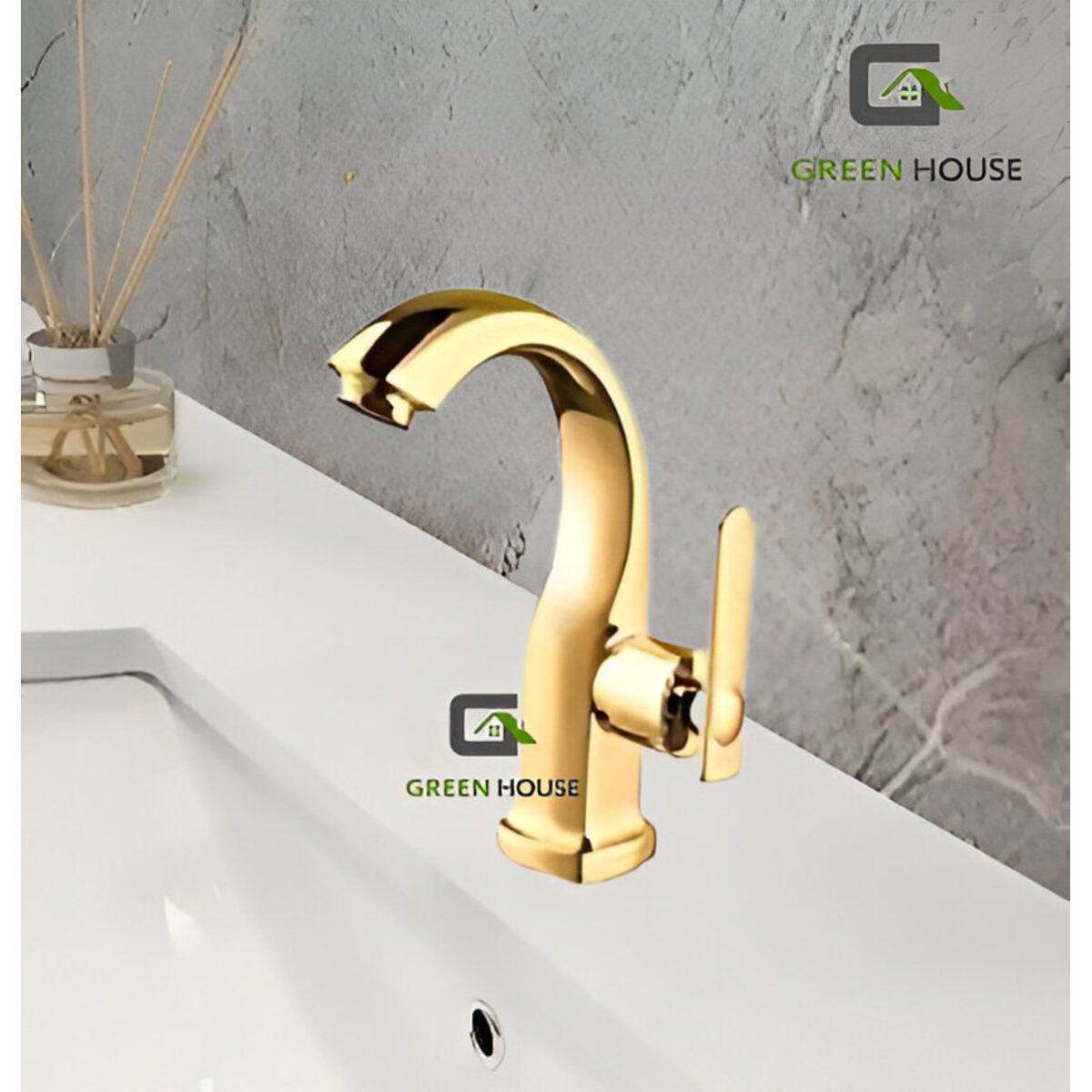 GENERICO - CAÑO LAVATORIO DORADO BRILLANTE MODELO CISNE 20CM