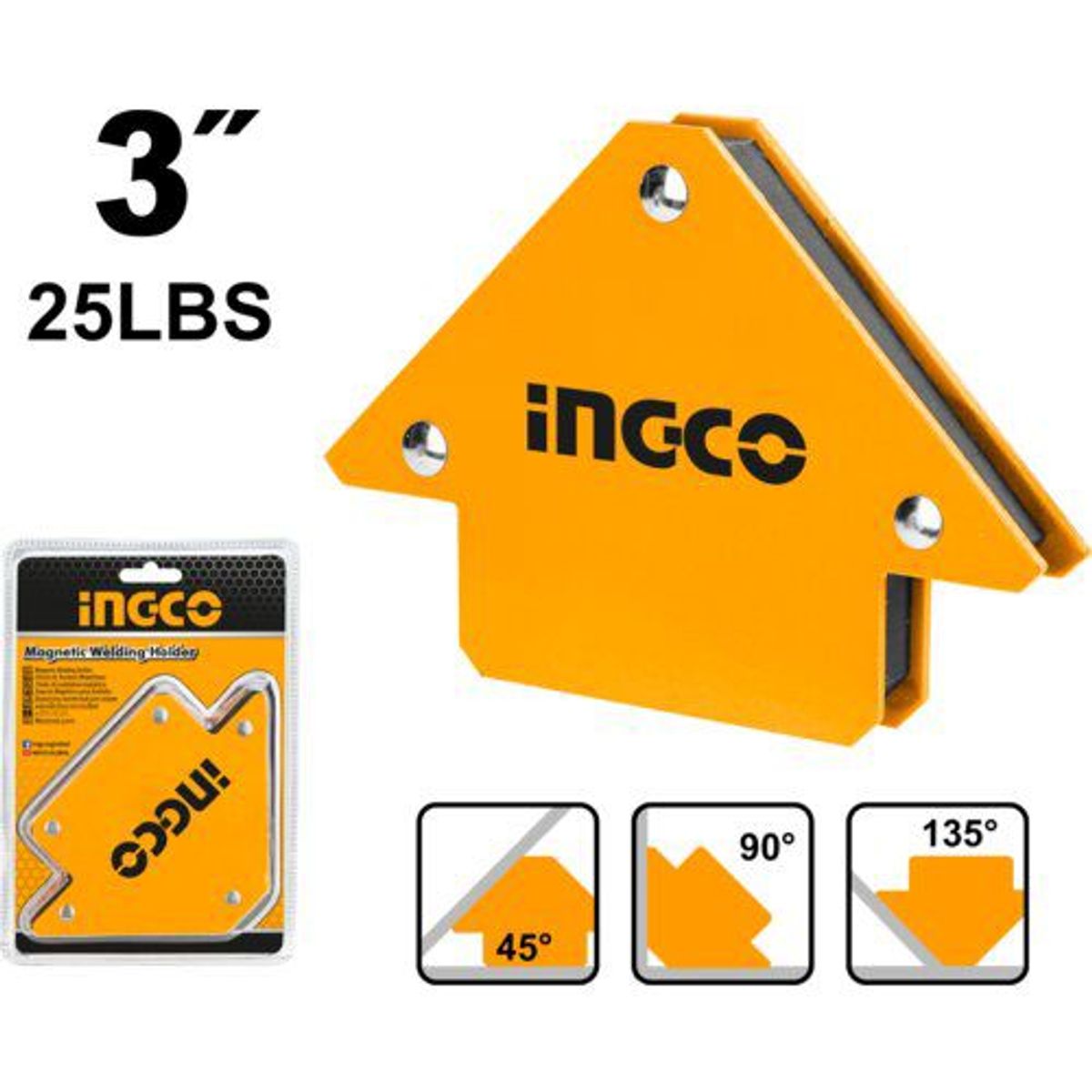 INGCO TOOLS - Pack x2 unidades de Escuadra Magnetica para soldar 3