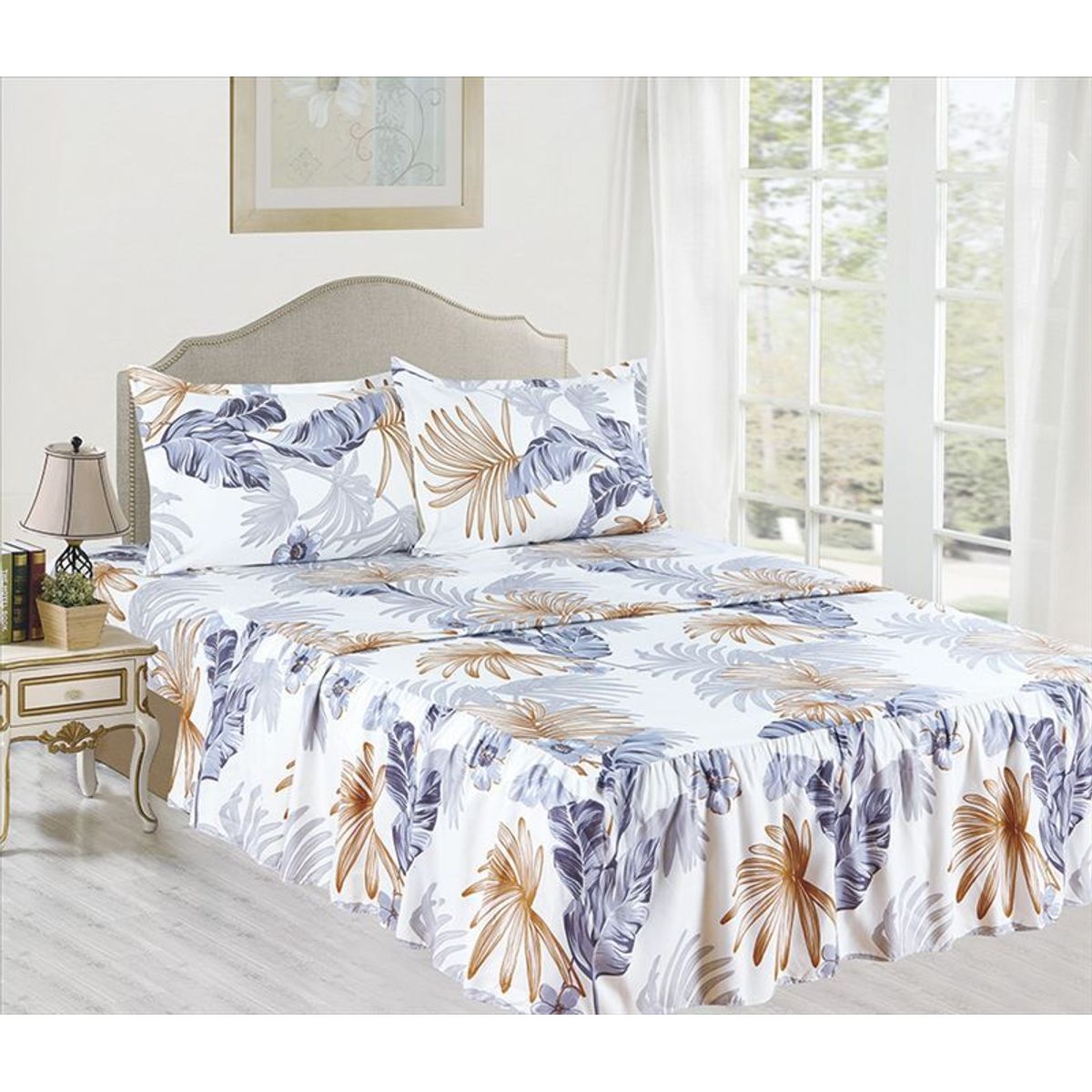 CASATEX - JUEGO DE SÁBANAS CON BLONDA CASATEX DE 2 PLAZAS