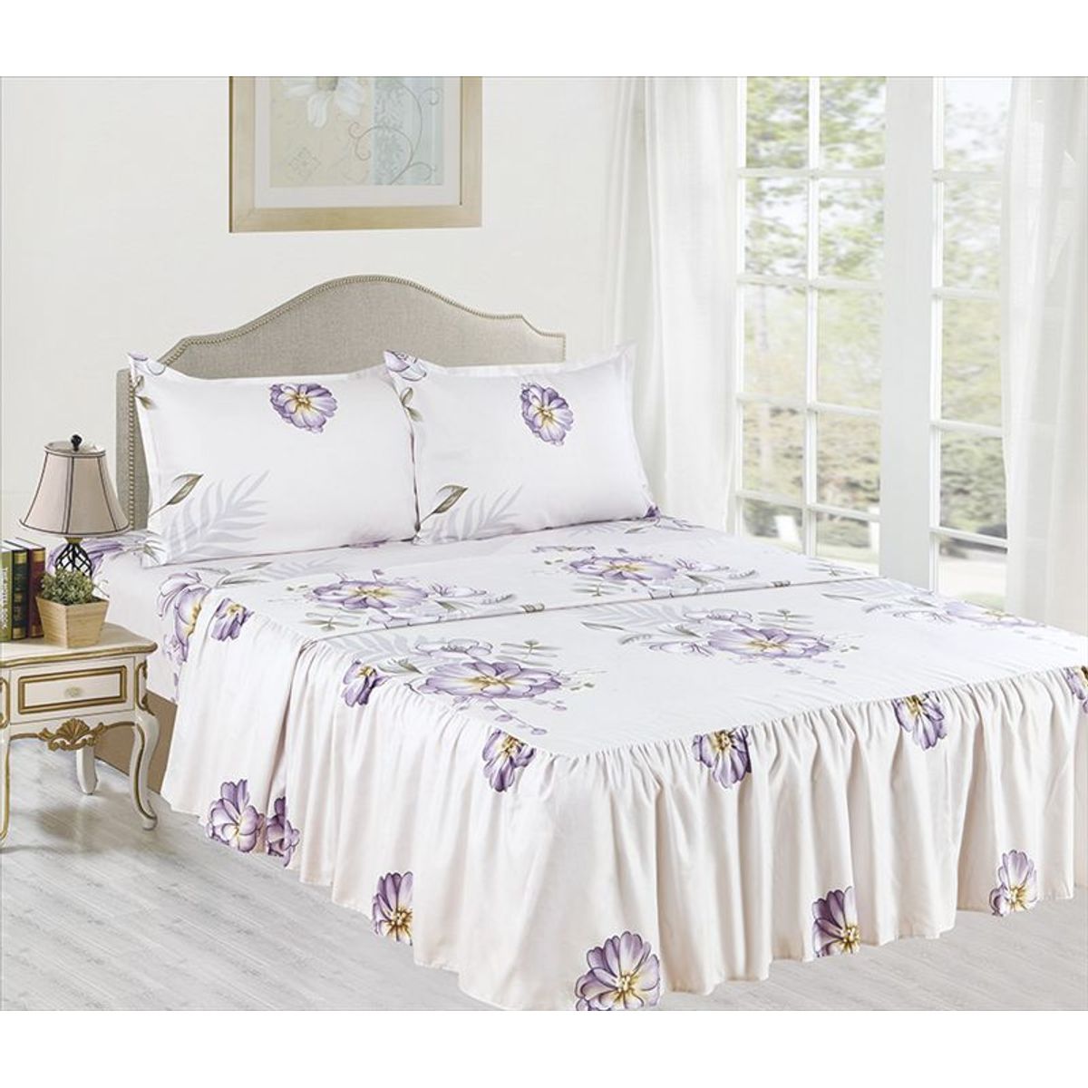 CASATEX - JUEGO DE SÁBANAS CON BLONDA CASATEX DE 2 PLAZAS