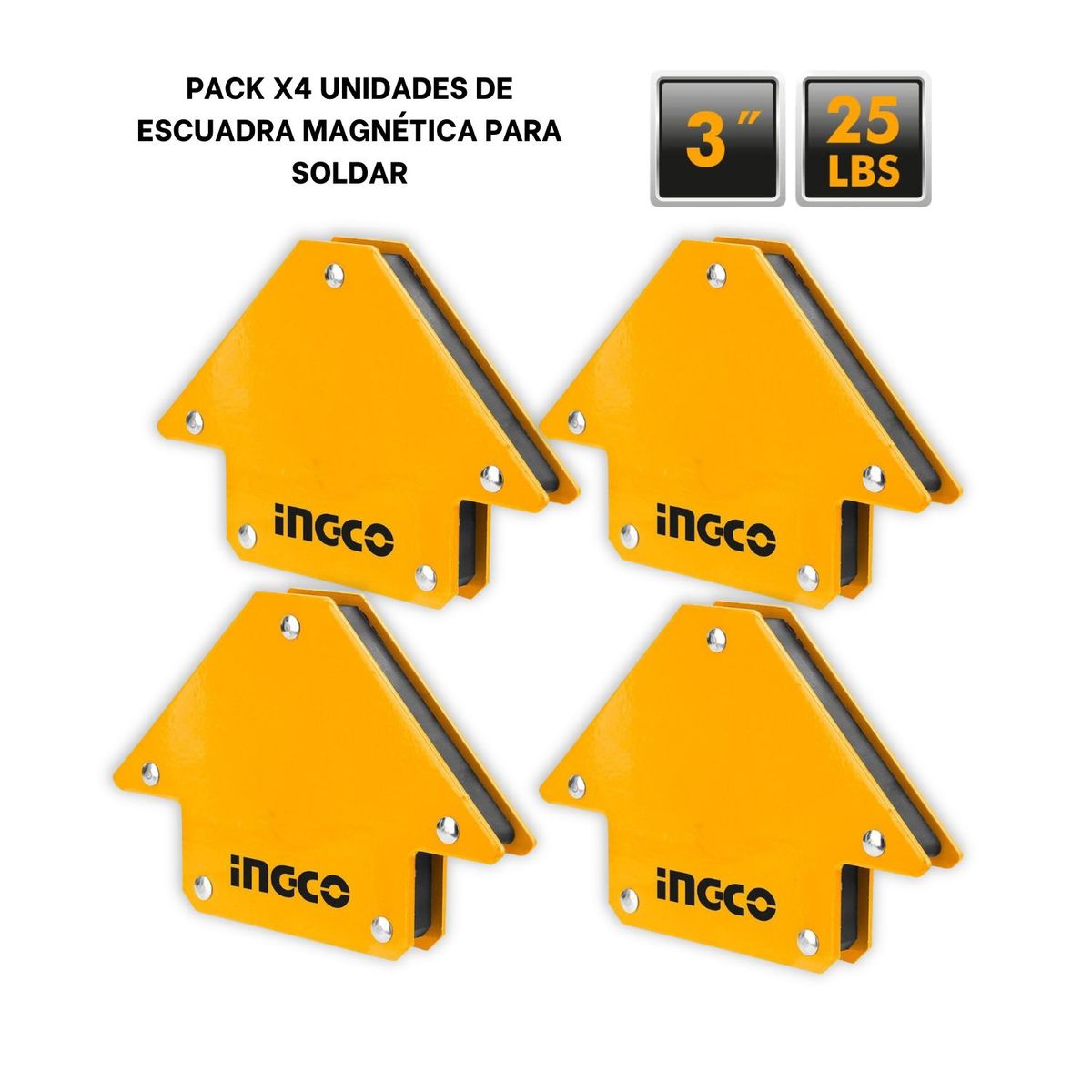 INGCO TOOLS - Pack x4 unidades de Escuadra Magnetica para soldar 3