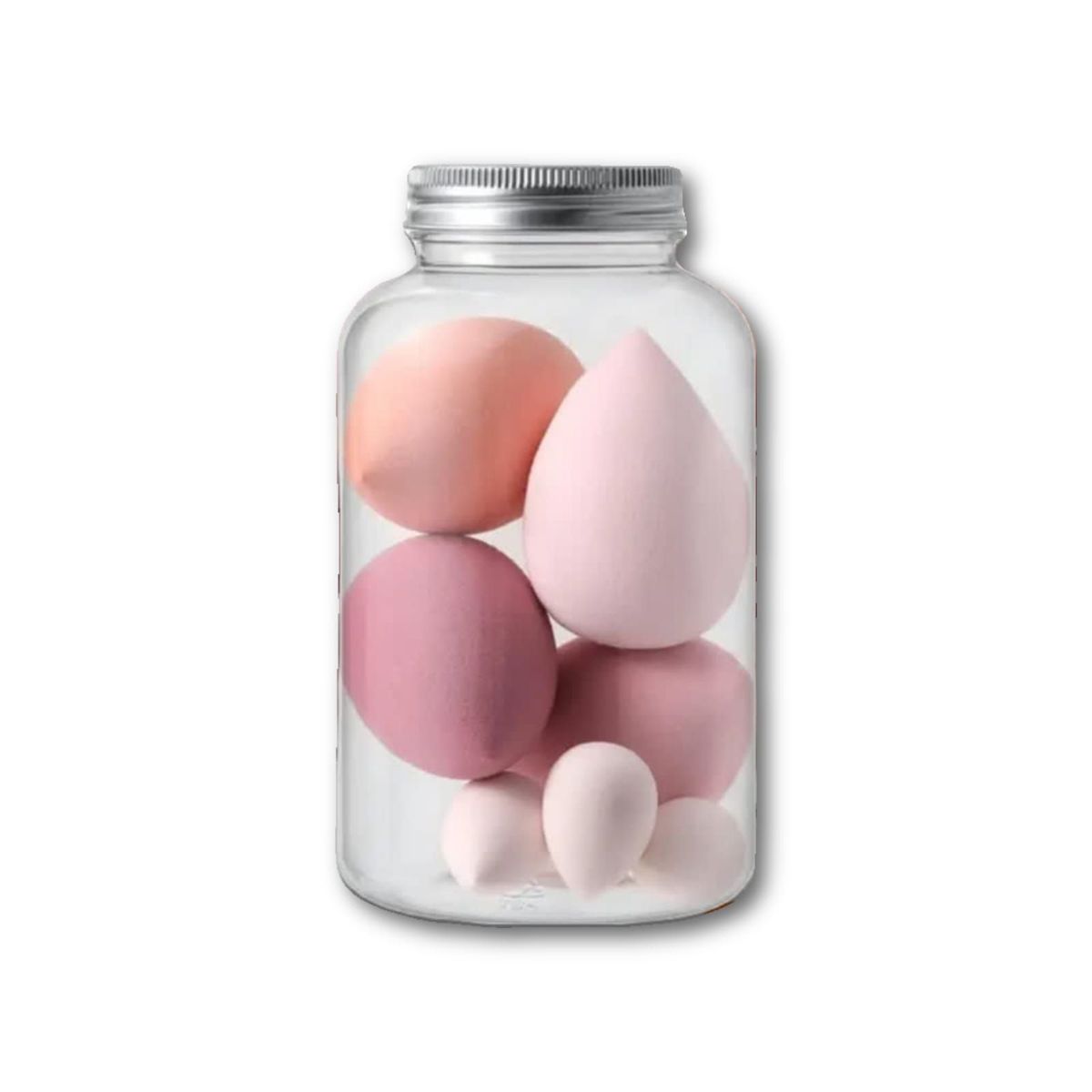 GENERICO - Juego de 7 Esponjas para Maquillaje Beauty Blender en Frasco