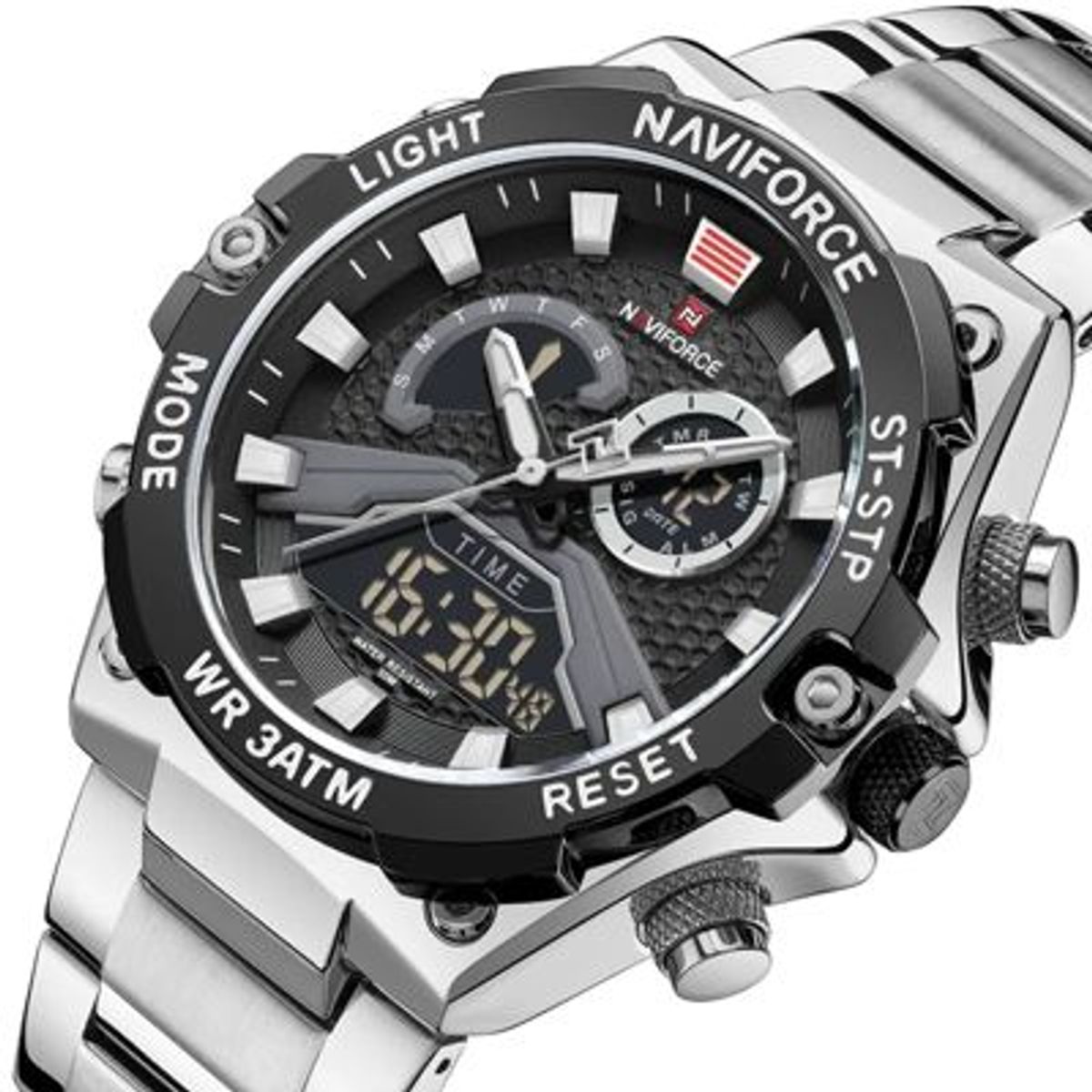 NAVIFORCE - Reloj Naviforce Acero Plateado con Negro NAV-88_.