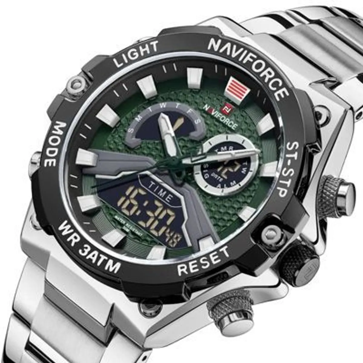 NAVIFORCE - Reloj Naviforce Acero Plateado con Verde NAV-89