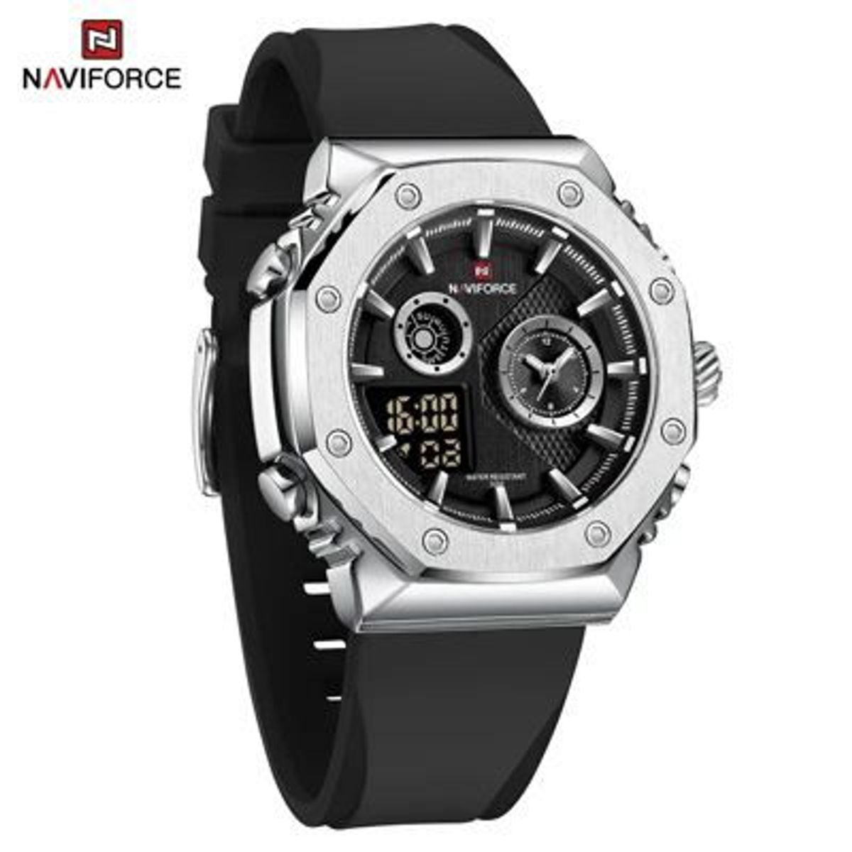 NAVIFORCE - Reloj Naviforce Acero y correa de Silicona Negra NAV-94