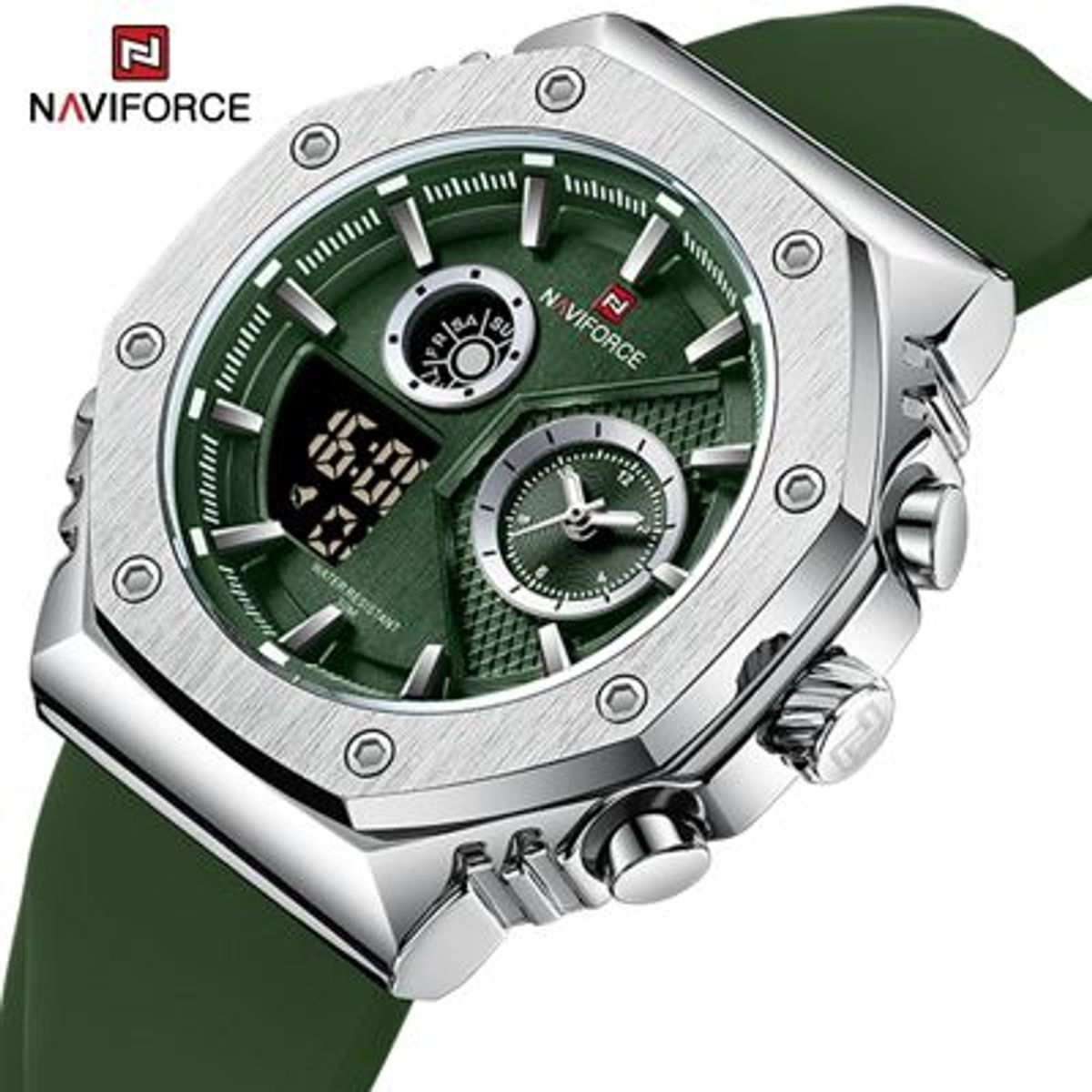 NAVIFORCE - Reloj Naviforce Acero y correa de Silicona Verde NAV-95