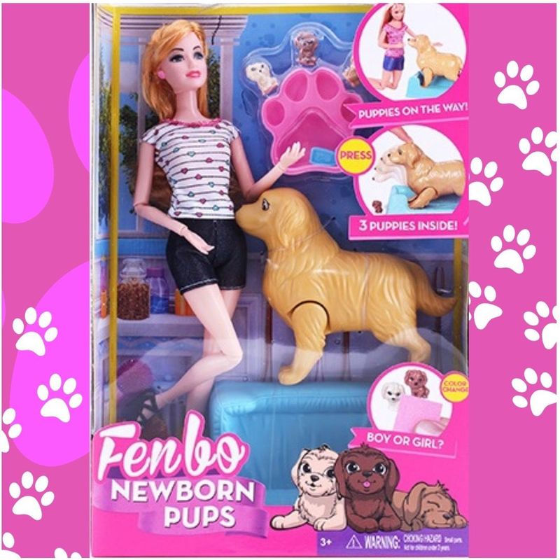 GENERICO - Muñeca Fashion Fenbo Con Cachorros Recién Nacidos