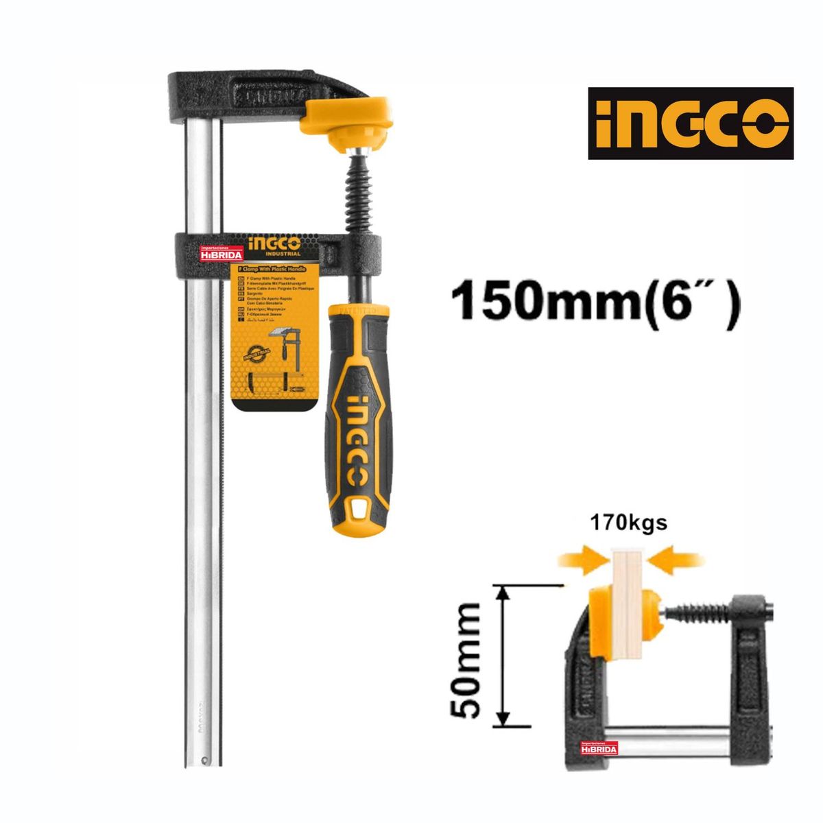 INGCO TOOLS - Prensa Sargento tipo F 50 x 150MM Industrial Ingco