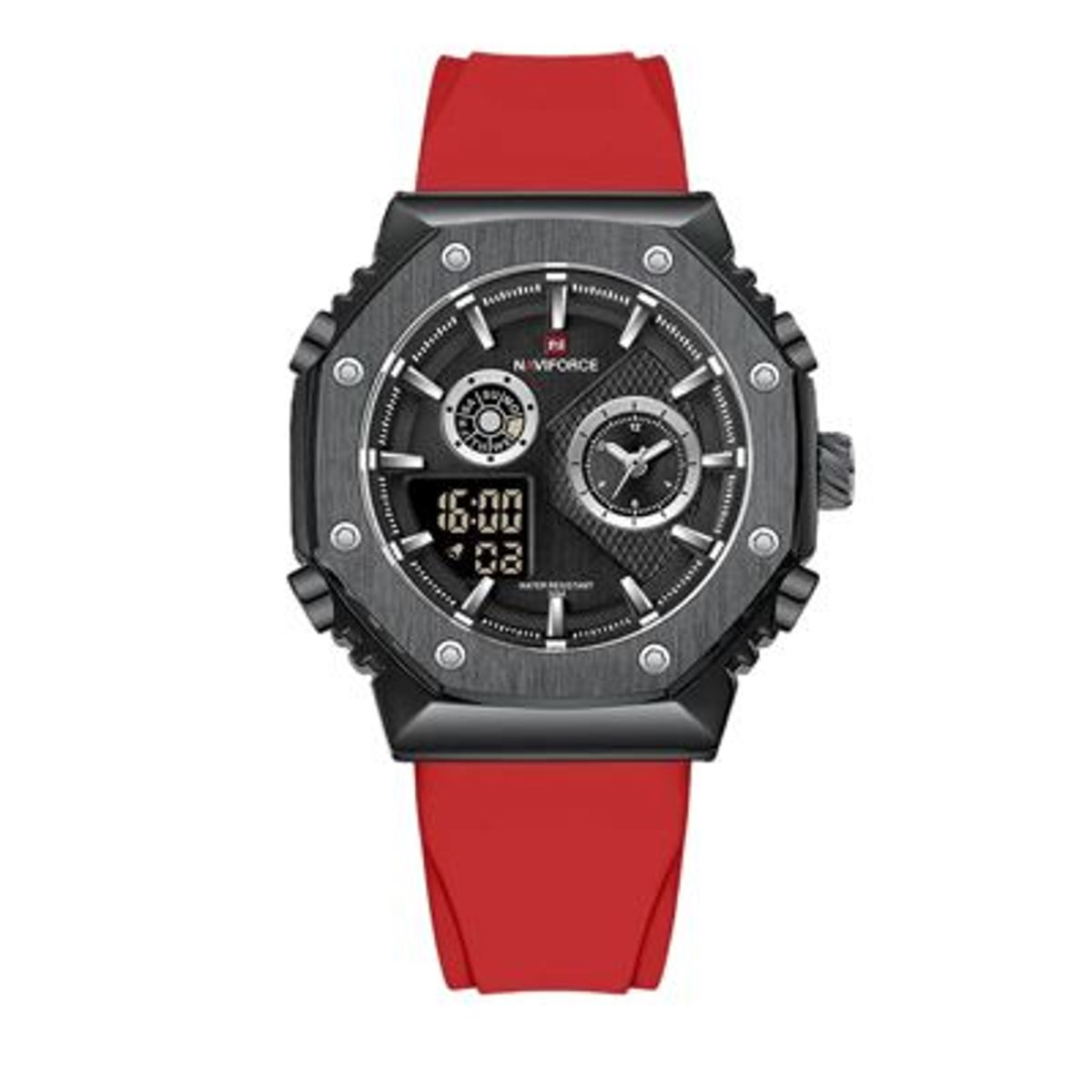 NAVIFORCE - Reloj Naviforce Acero y correa de Silicona Roja NAV-98