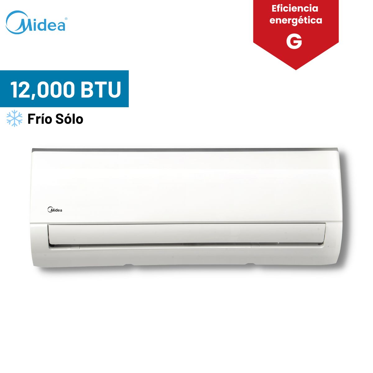 Midea - Aire Acondicionado Midea 12000 BTU Split Pared On/Off Frío Solo