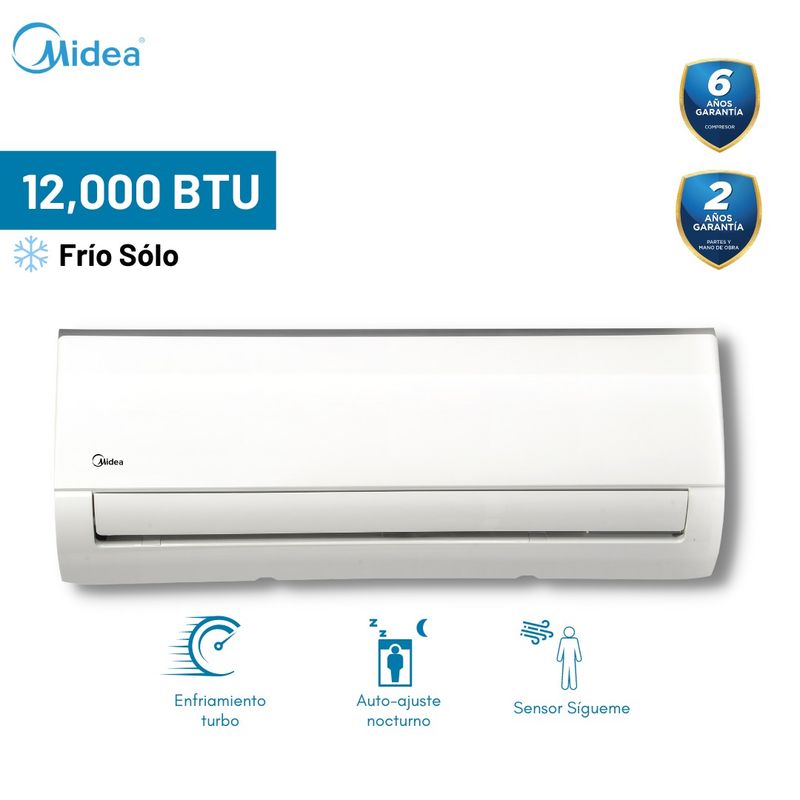 MIDEA - Aire Acondicionado Midea 12 000 BTU Split Pared On/Off Frío Solo