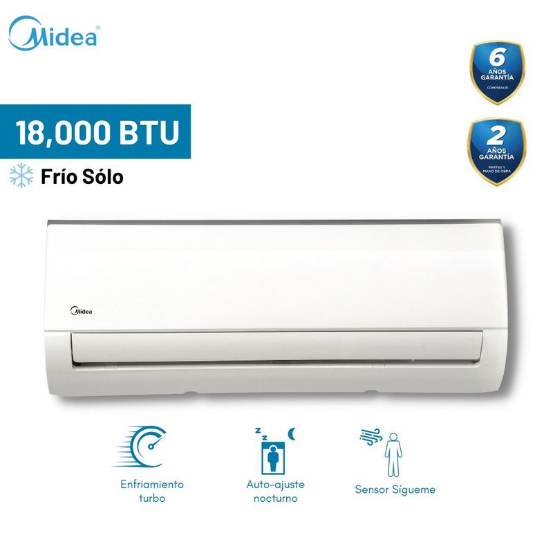 MIDEA - Aire Acondicionado Midea 18000 BTU Split Pared On/Off Frío Solo