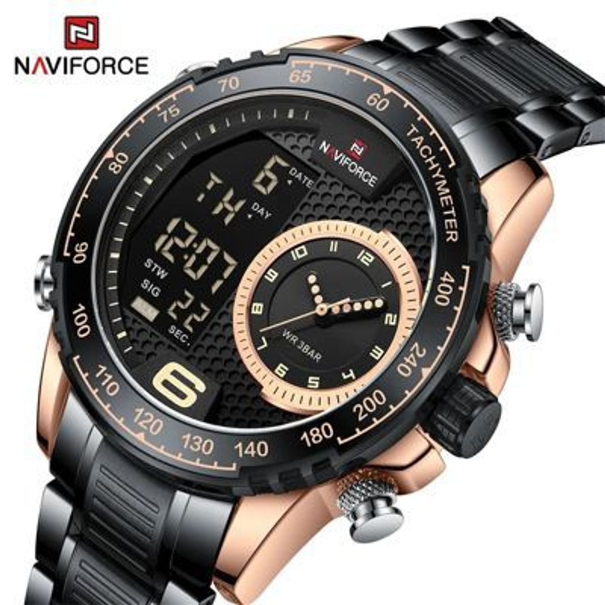 NAVIFORCE - Reloj Naviforce Acero inoxidable Negro con Oro Rosa NAV-112