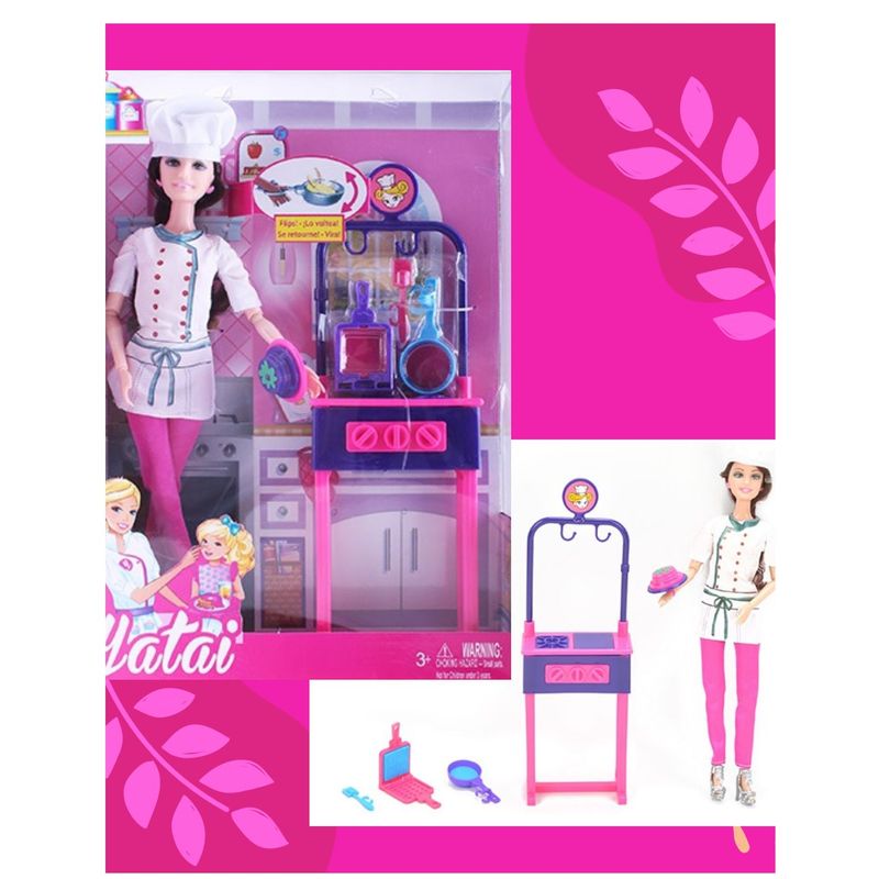 GENERICO - Muñeca Chef con Cocina Yatai de 32 cm