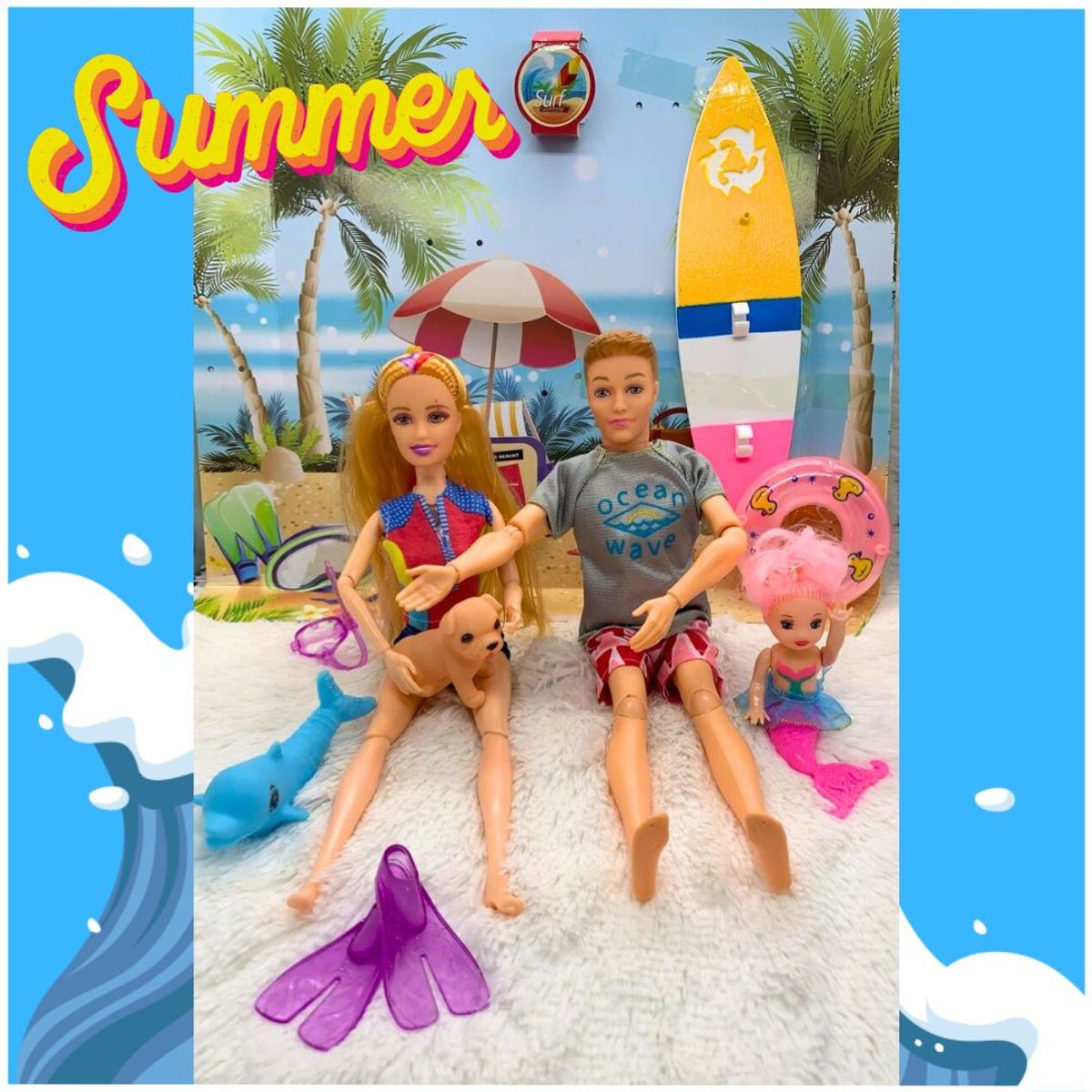 GENERICO - Muñecos Surfistas Articulados con Accesorios Sonidos y Luz