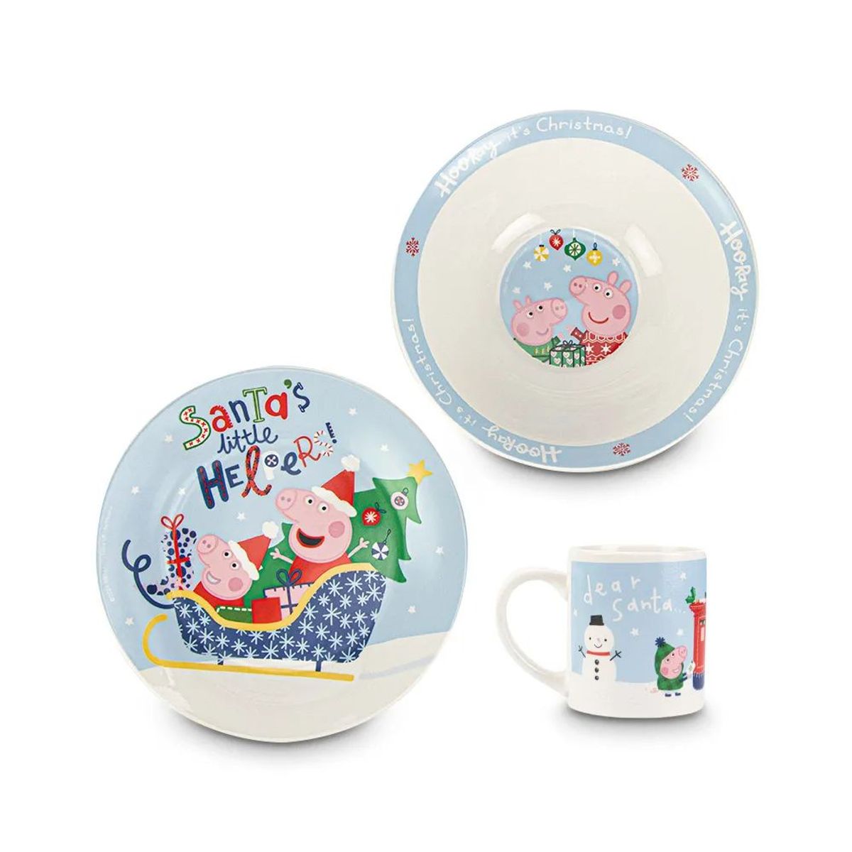 PEPPA PIG - Set de Vajilla x3 piezas Peppa Pig Colección Navideña