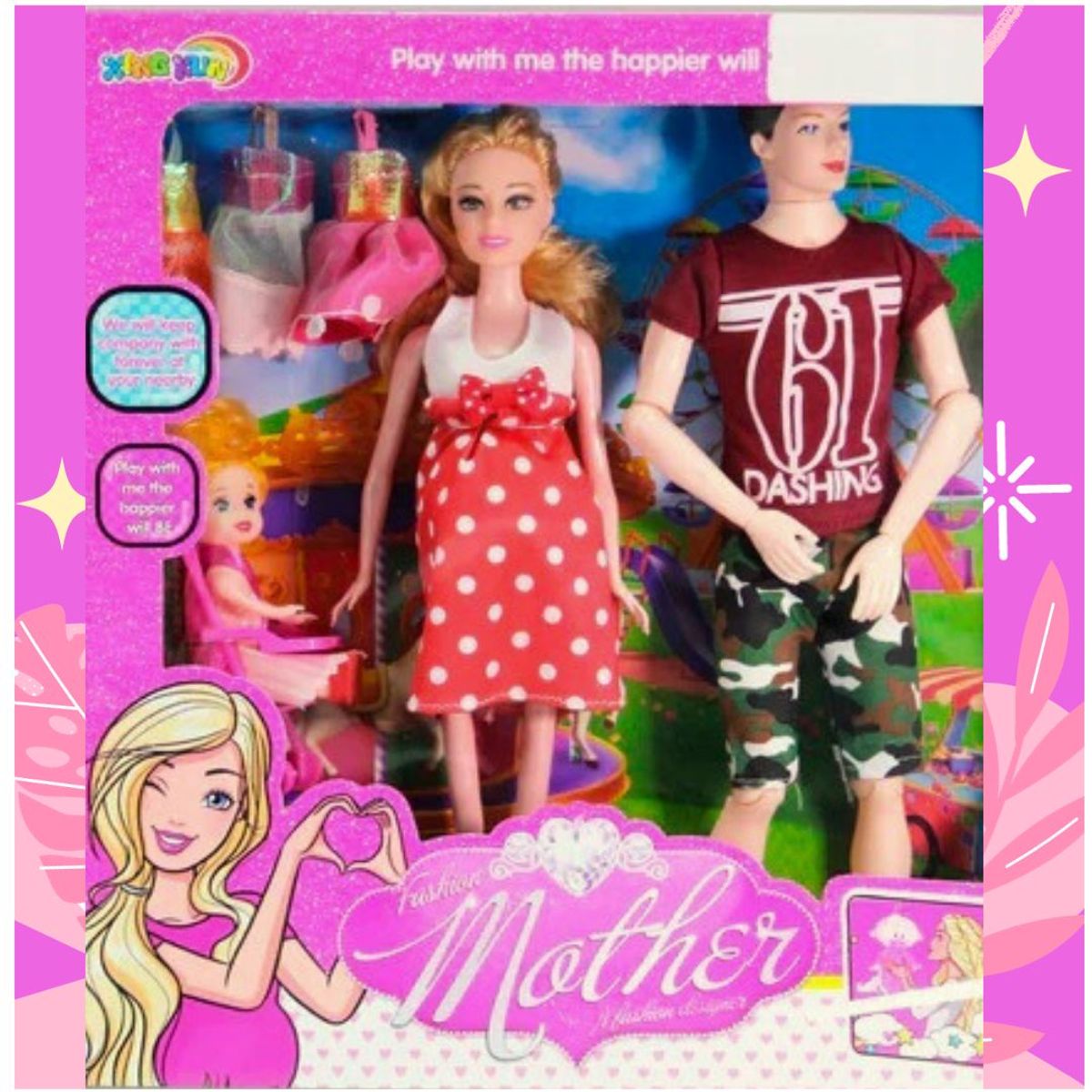 GENERICO - Muñeca Embarazada con Papá e Hija más Accesorios