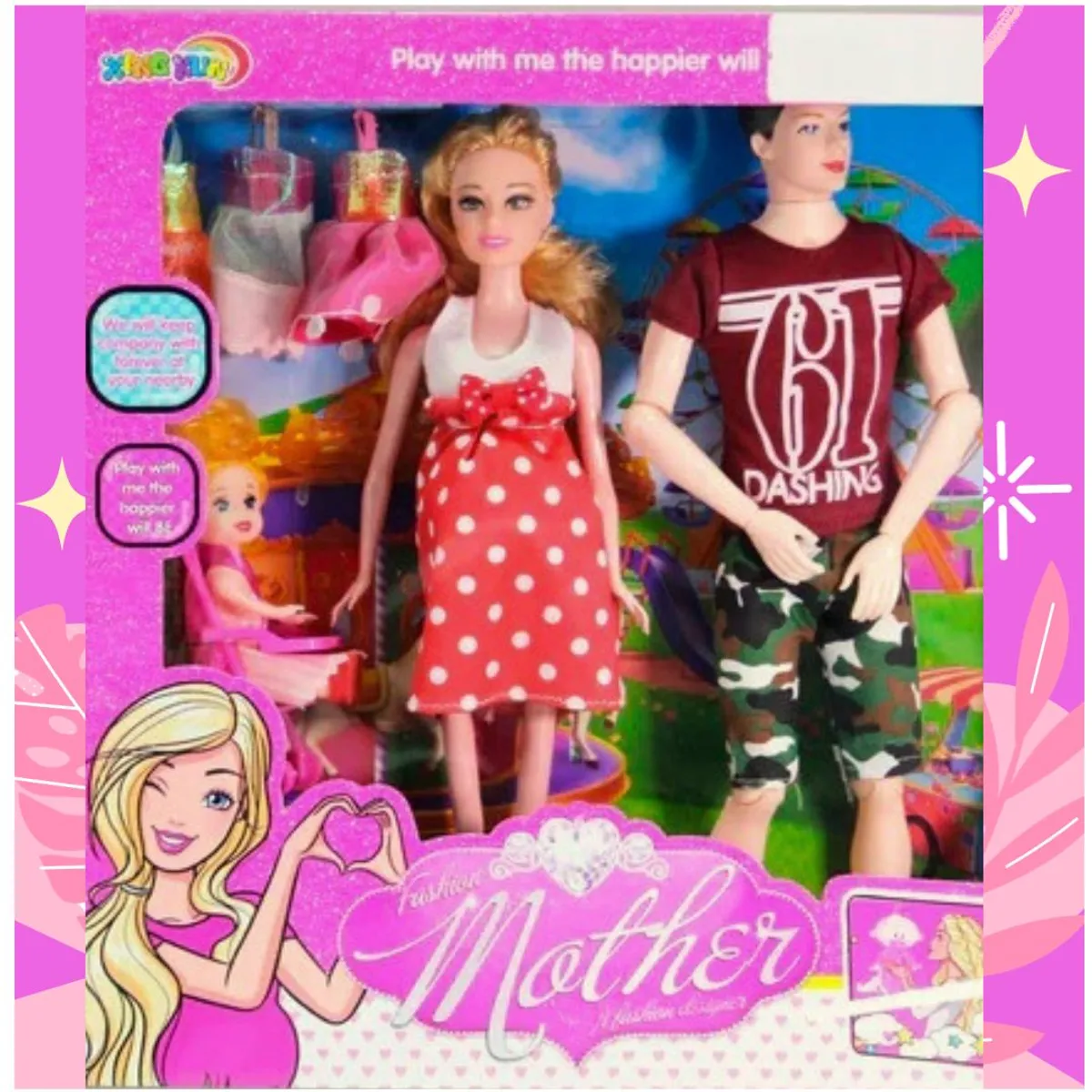 GENERICO - Muñeca Embarazada con Papá e Hija más Accesorios