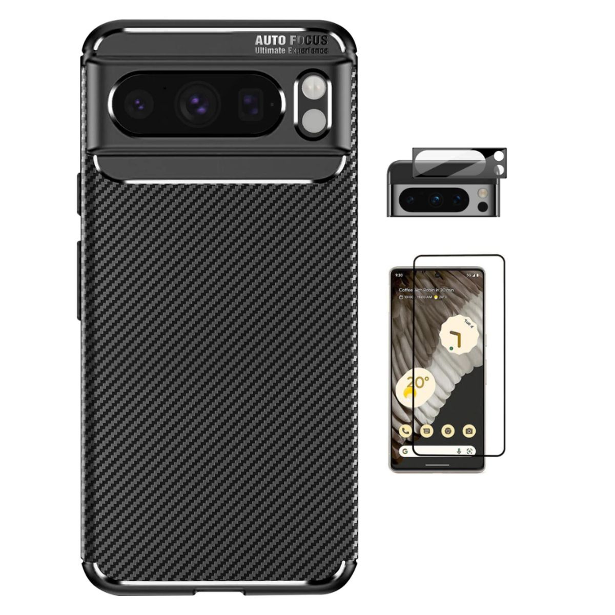 CARBONELL - CASE CARBONO AUTOFOCUS PIXEL 8 PRO + VIDRIOS