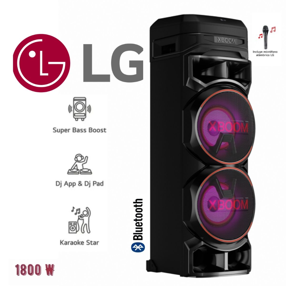 LG - TORRE DE SONIDO LG XBOOM BLUETOOTH Y KARAOKE INCLUYE MICROFONO MOD RNC9