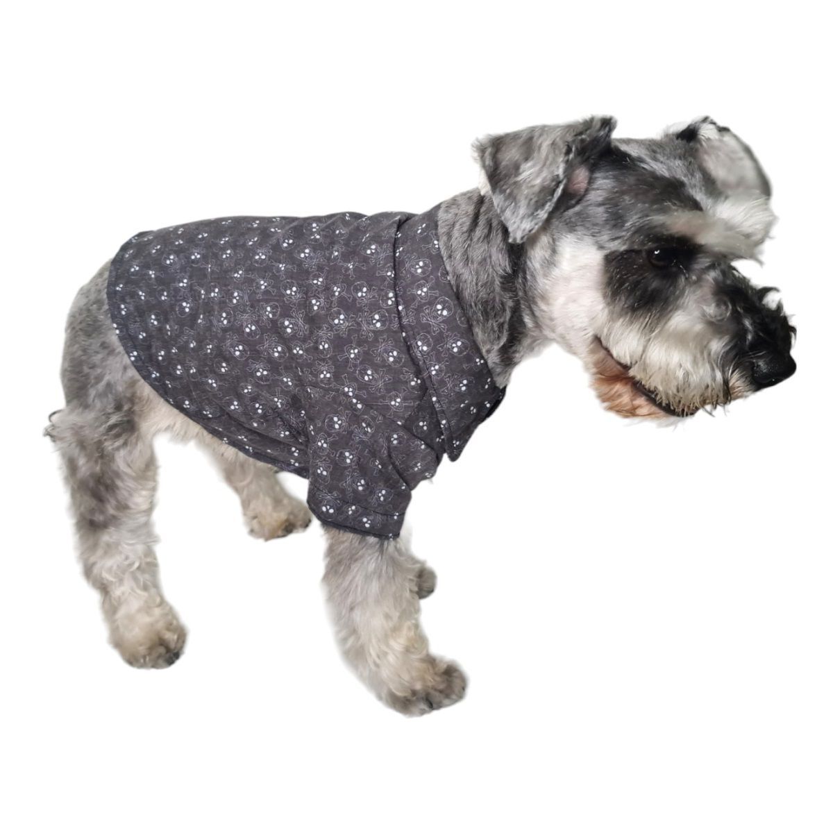MD - Camisa para Mascotas Gatos y Perros  Calavera Gris T-S