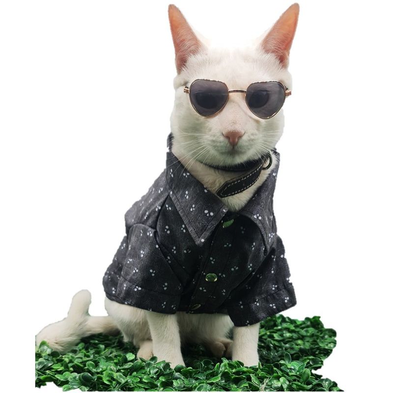MD - Camisa para Mascotas Gatos y Perros  Calavera Gris T-M