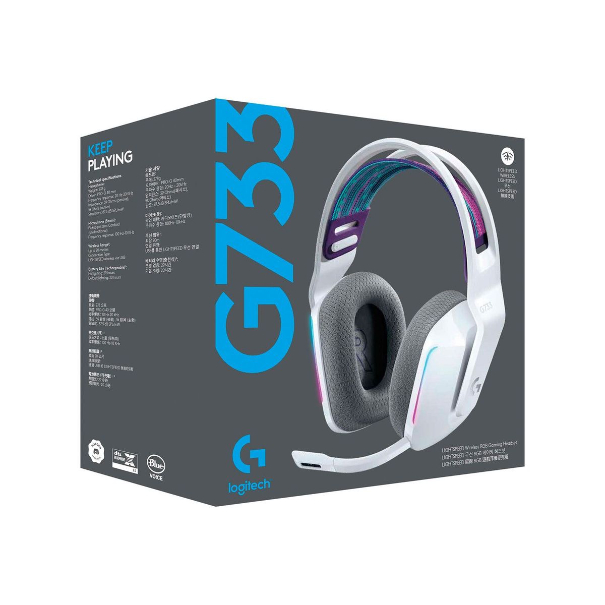 LOGITECH - Audifono Gamer C/Microf Logitech G733 Lightspeed White