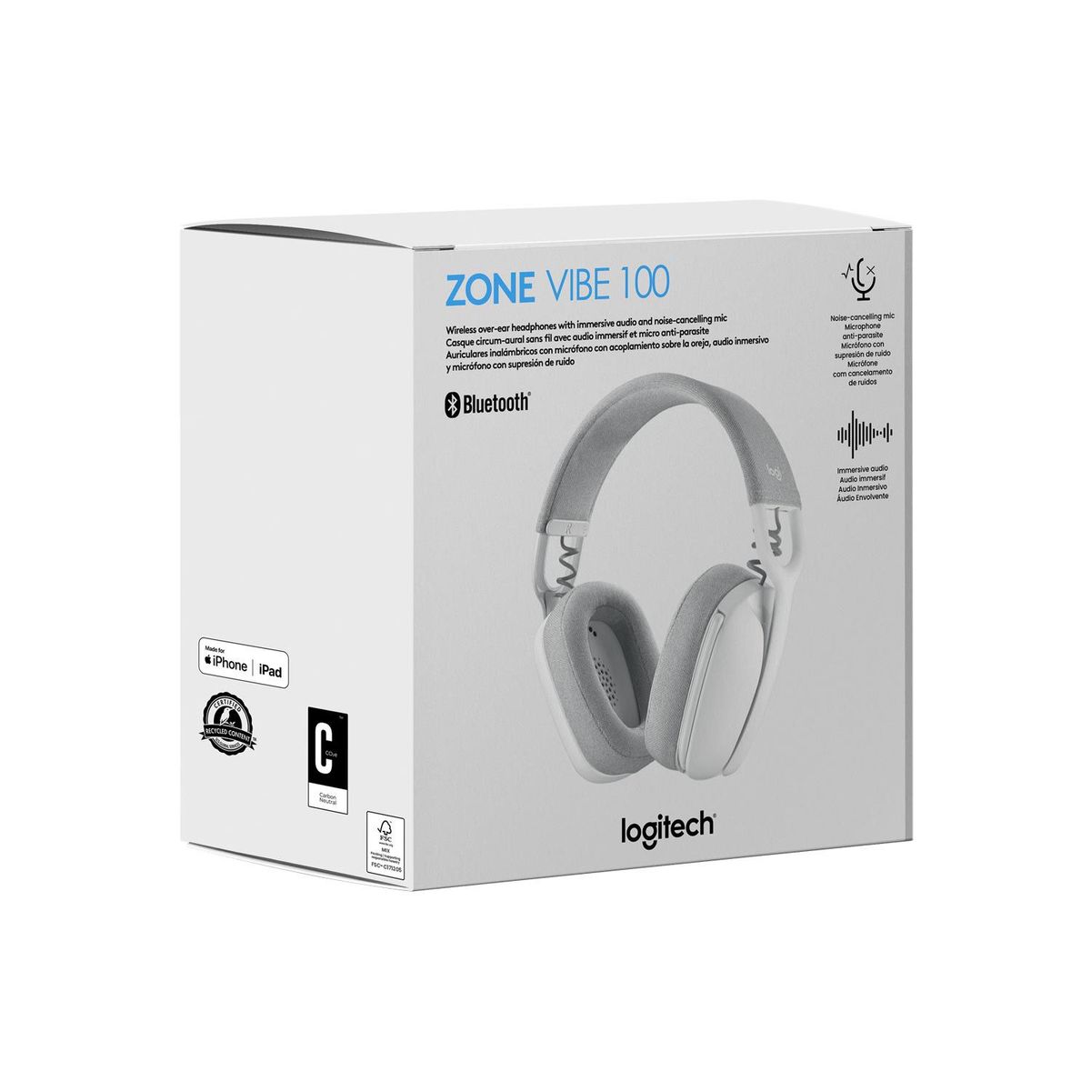 LOGITECH - Audifono C/Microf Logitech Zone Vibe 100 Bluetooth White