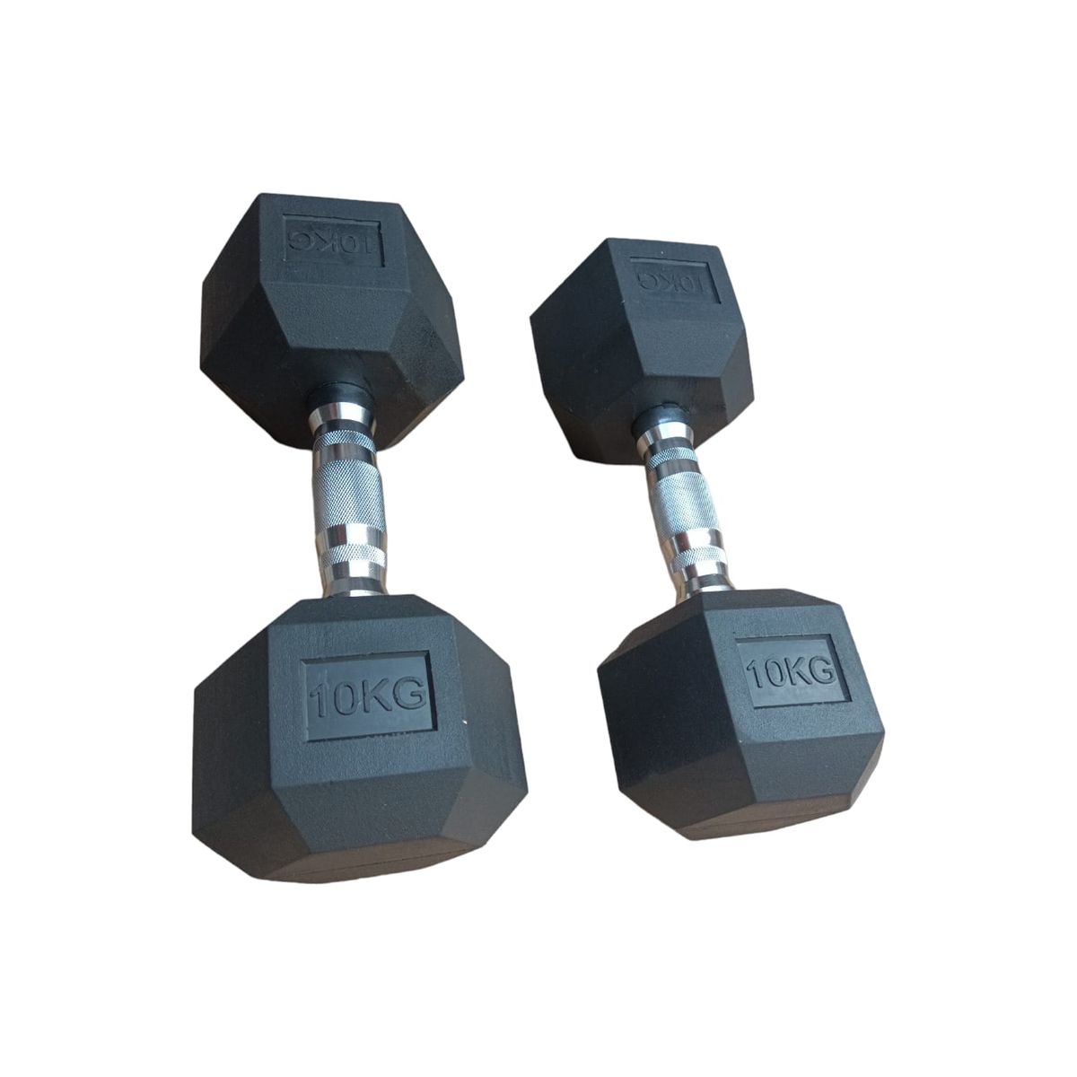 GENERICO - Par Mancuernas Pesas Cromadas Hexagonales De Caucho 10 Kg