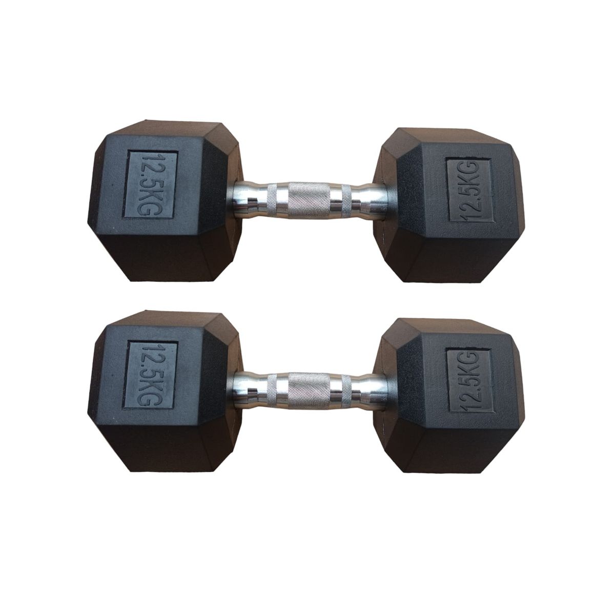 GENERICO - Par Mancuernas Pesas Cromada Hexagonale Acero Caucho 12.5 Kg
