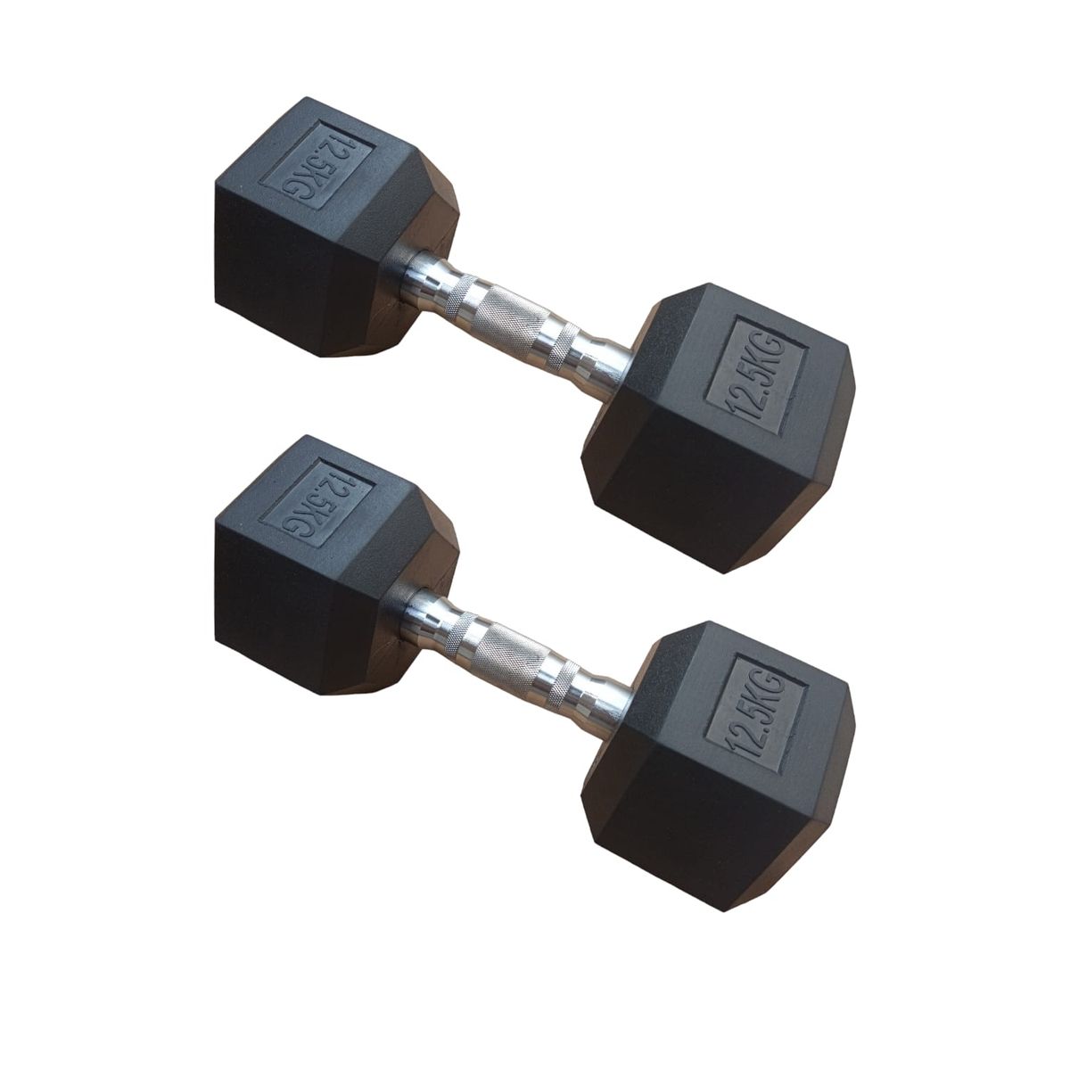 GENERICO - Par Mancuernas Pesas Cromada Hexagonale Acero Caucho 12.5 Kg