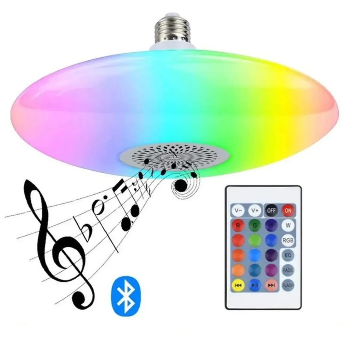 GENERICO - Foco Parlante Luz Led y Rgb Bluetooth 48w  Control