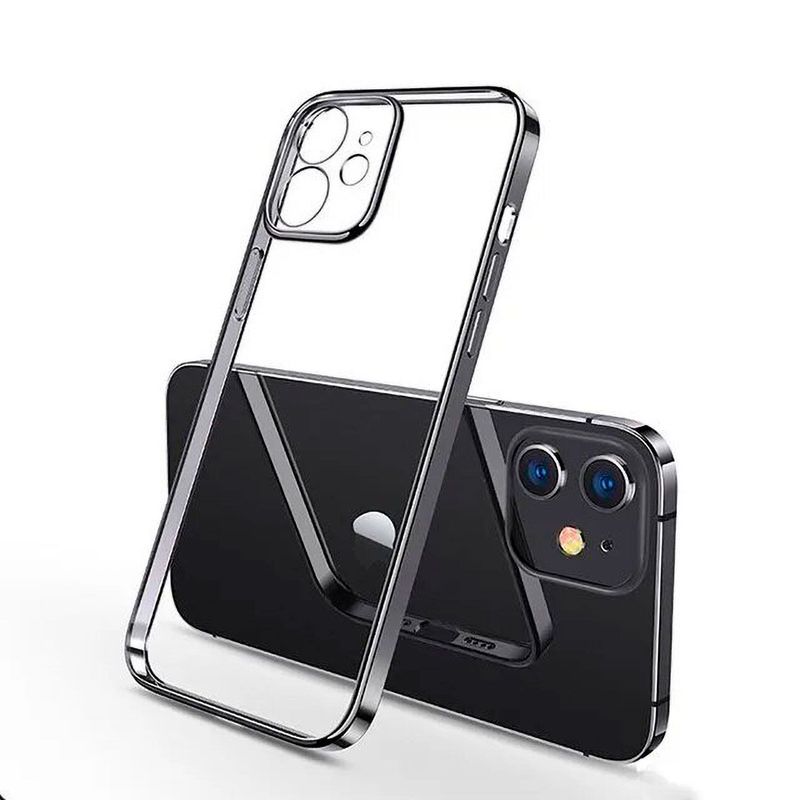 GENERICO - Funda Transparente Bordes Metálicos Para Iphone 15 Pro Max - Negro