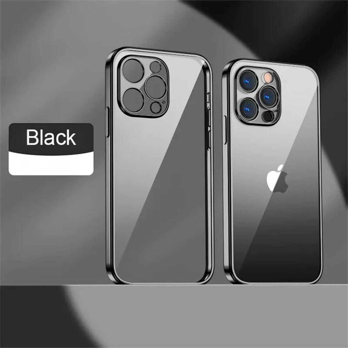 GENERICO - Funda Transparente Bordes Metálicos Para Iphone 15 Pro Max - Negro