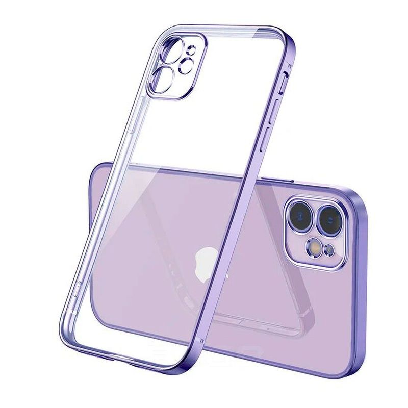 GENERICO - Funda Transparente Bordes Metálicos Para Iphone 15 Pro Max - Purpura