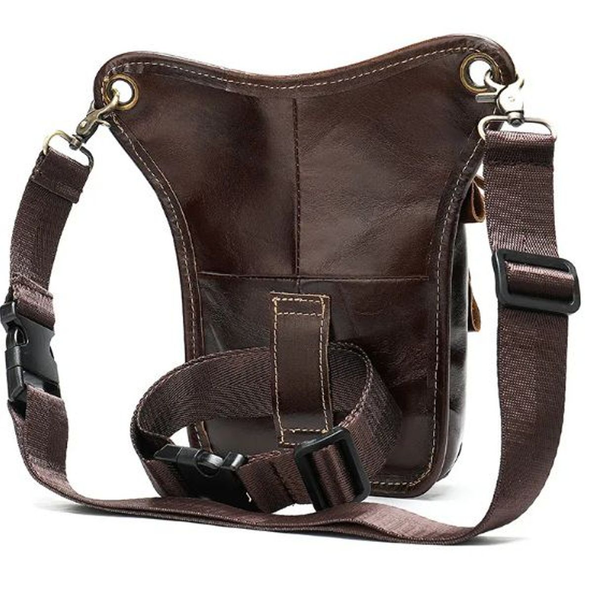 GENERICO - Morral de Cintura y Pierna de Cuero Patmos Marron Cafe