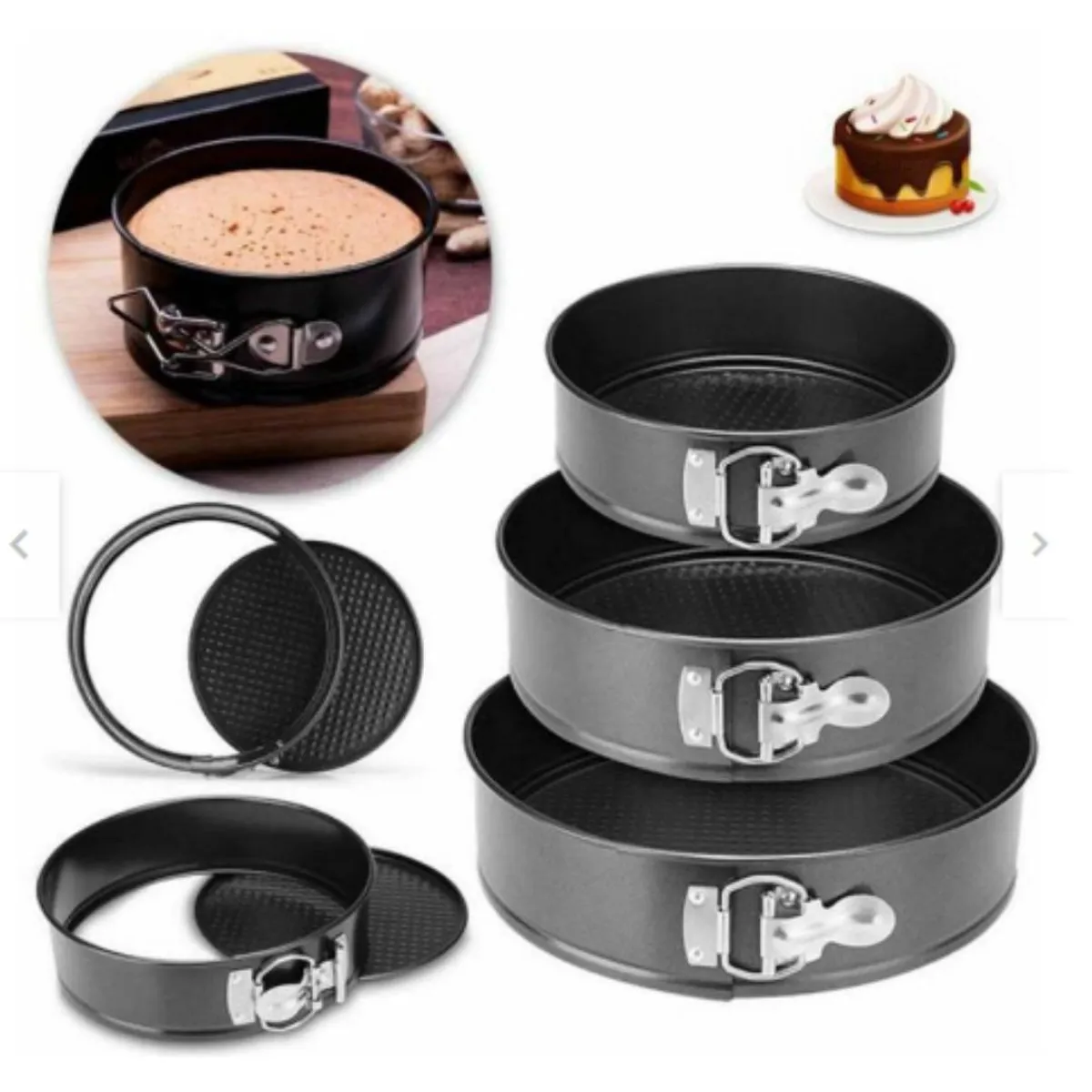 GENERICO - SET DE 3 MOLDES KEKES, PASTELES/ REPOSTERIA ANTIADHERENTE